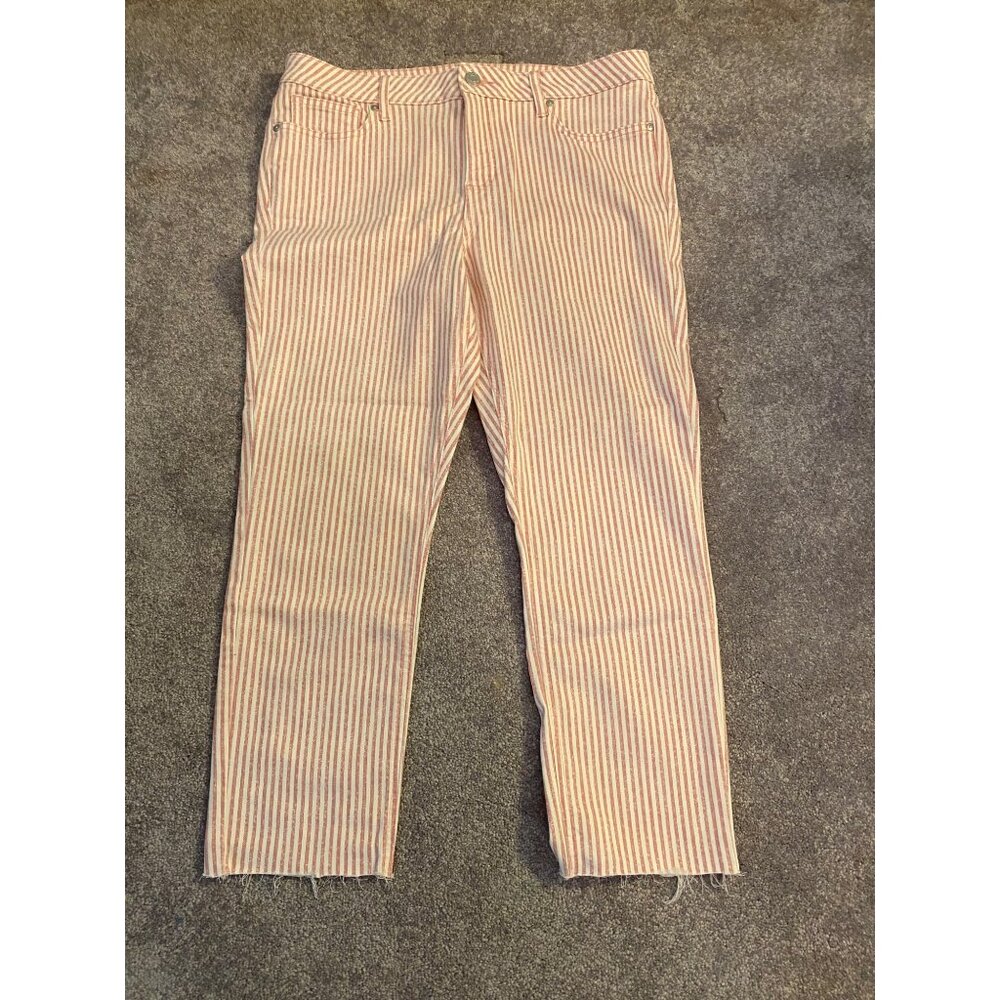 Lauren Conrad Skinny Pants Crop Red & White Stripe Size 18